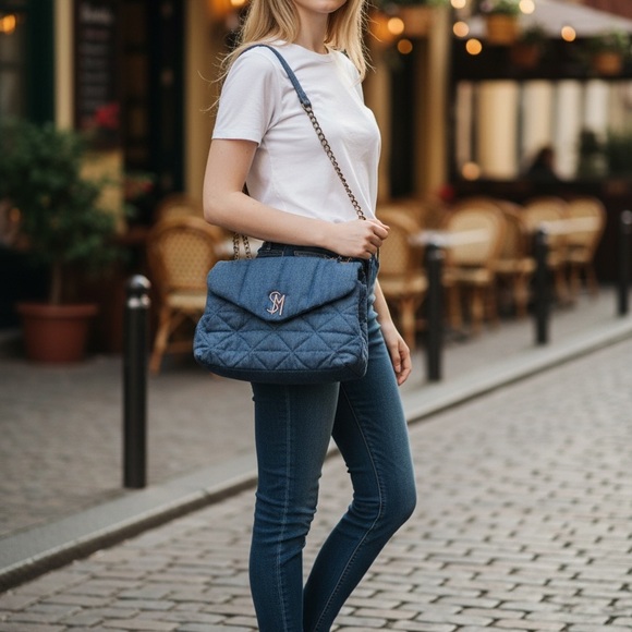 Steve Madden Blue Quilted Shoulder Bag - Picture 2 of 10